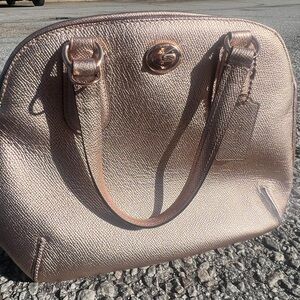 COACH PRINCE Rose Gold Metallic Satchel